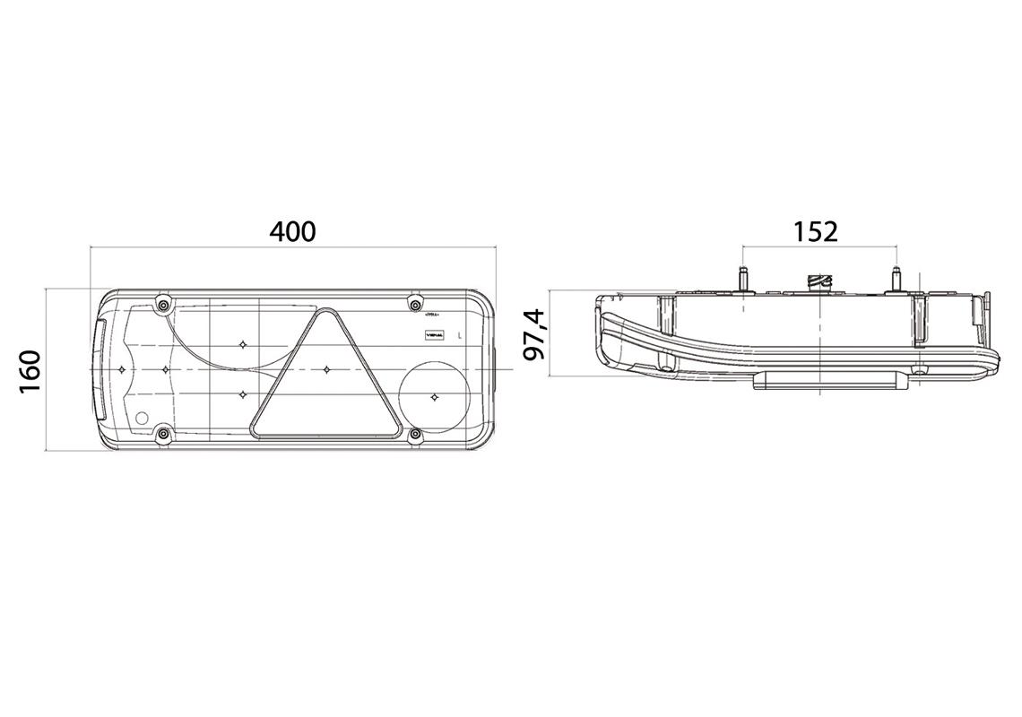 Rear lamp Right, License plate, AMP 1.5 side conn